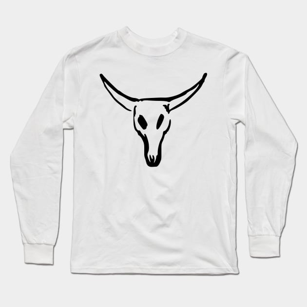 Bison Skull (black) Long Sleeve T-Shirt by Kyarwon